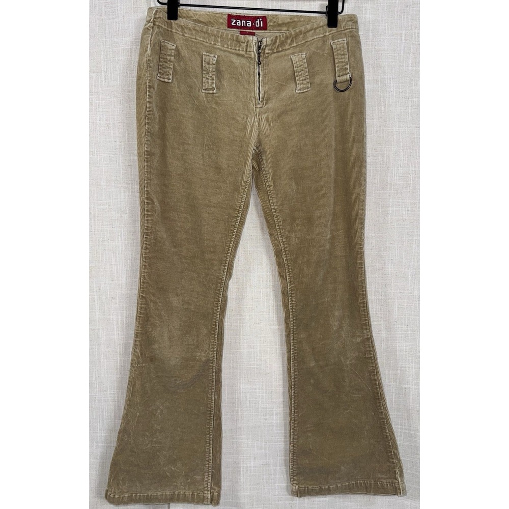 Vintage Y2K Zanadi Pants Low Rise Corduroy Flare Jeans Tan‎ Sz 3 Juniors Zana Di